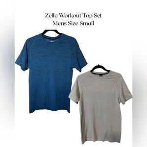 Mens Blue & gray Zella Workout Shirt Set. Size Small. Bundle of 2.